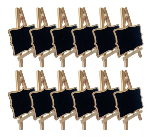 PACK 12 PCS MINI LETREROS A TIZA MADERA (CUADRADO) - 1