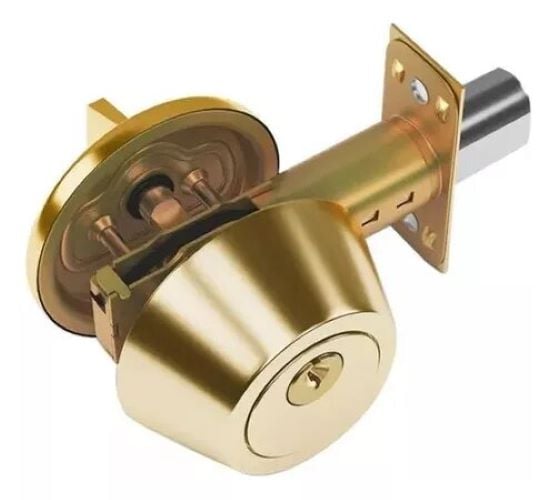CERRADURA CHAPA SEGURIDAD CERROJO DORADA ACERO INOXIDABLE - 1