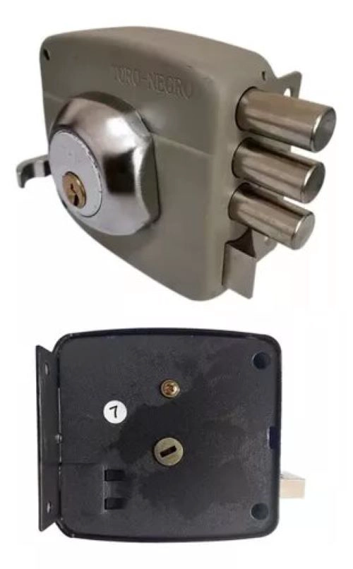 CHAPA CERRADURA SOBREPONER CERROJO TRIPLE SEGURIDAD HOGAR - 1