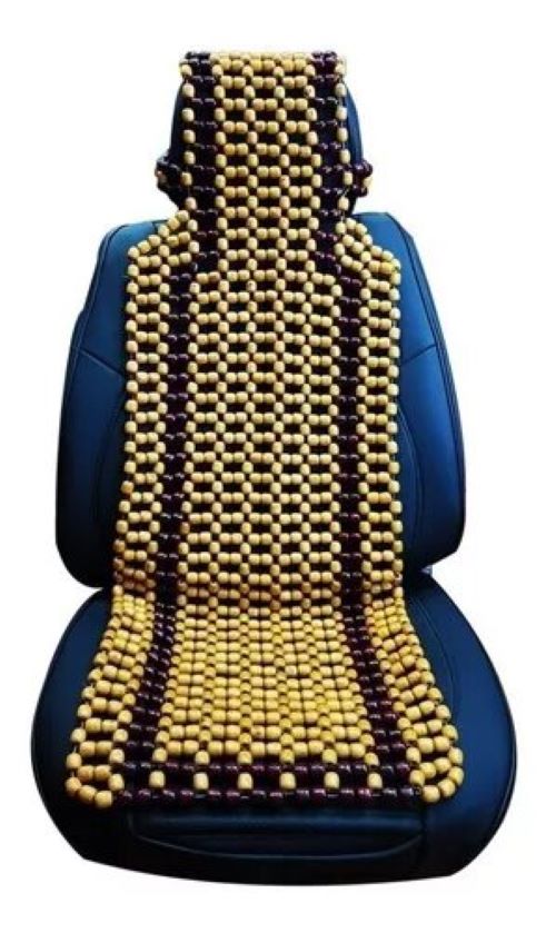 CUBRE ASIENTO RESPALDO BOLAS MADERA BAMBU ESFERAS VERANO - 1