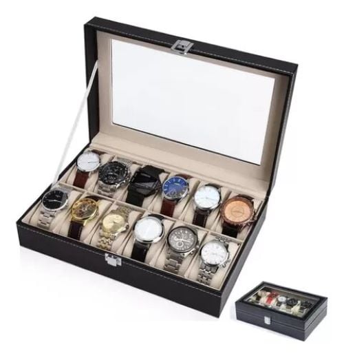 CAJA ORGANIZADOR RELOJES PARA 12 UNIDADES - 1