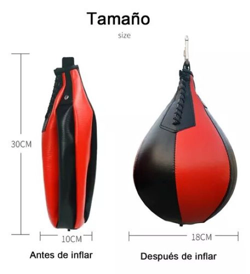 PERA BOX BOXEO INFLABLE CON ELÁSTICO PUNCHING BALL CUERO - 1
