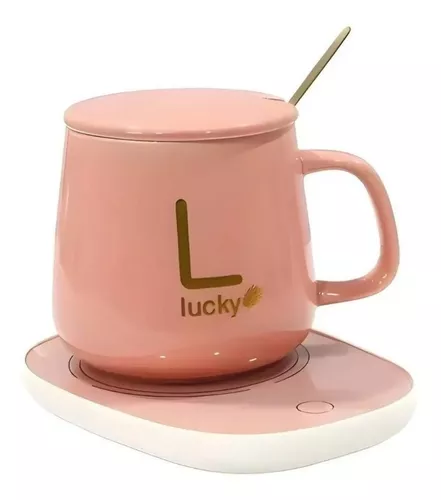 TAZA CON CALENTADOR ELÉCTRICO ELEGANTE COLOR ROSADO - 1