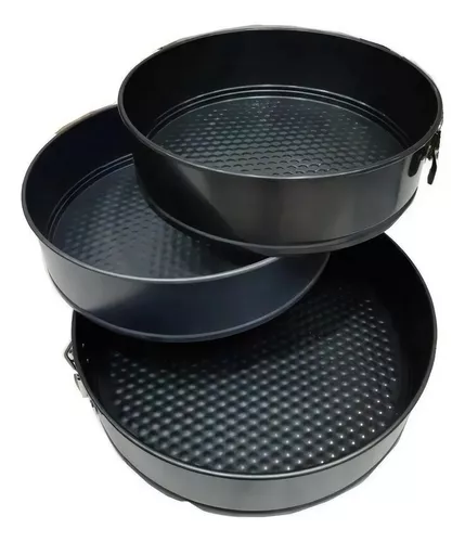 MOLDES DE TORTA DESMONTABLE ANTIADHERENTE X 3 COLOR NEGRO - 1