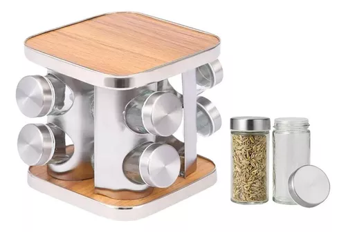 ESPECIERO COCINA 8 CONDIMENTOS GIRATORIO ACERO INOXIDABLE COLOR GRIS - 1