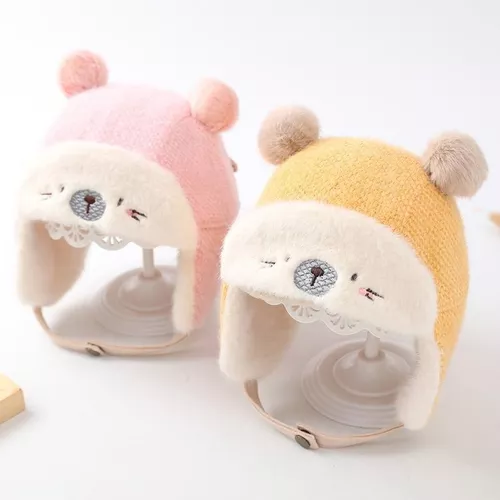 GORROS DE INVIERNO POLAR AMARILLO CON INTERIOR DE CHIPORRO PARA BEBE - 1