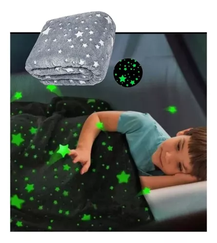 MANTA MAGICA LUMINOSA XL FRAZADA BRILLA OSCURIDAD NIÑOS POLAR GRIS PARDO - 1