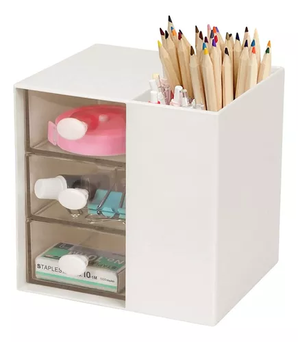 PORTALÁPICES ORGANIZADOR CON CAJONES ROSADO - 1