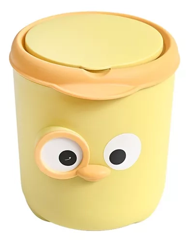 MINI BOTE DE BASURA PARA ESCRITORIO, PEQUEÑO AMARILLO - 1