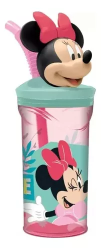 VASO TOMA JUGO CON BOMBILLA FIGURA 3D DISNEY ROSADO - 1