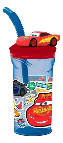 VASO TOMA JUGO CON BOMBILLA FIGURA 3D DISNEY ROJO - 1
