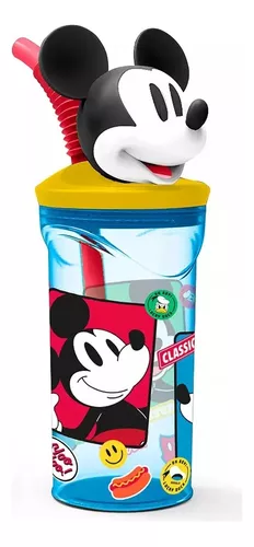 VASO TOMA JUGO CON BOMBILLA FIGURA 3D DISNEY NEGRO - 1