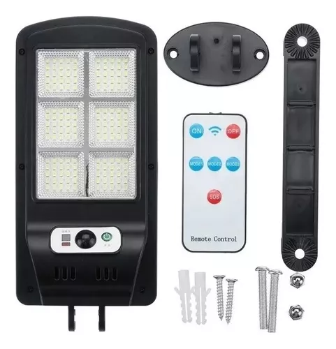 FOCO LED SOLAR UNICO NEGRO SENSOR 12 HRS / 3 MODOS + CONTROL - 1