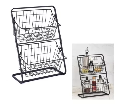 CANASTO ORGANIZADOR FRUTERO MULTIUSO COCINA BAÑO 10491 COLOR NEGRO - 1
