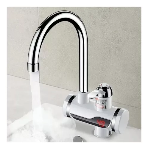 LLAVE GRIFO AGUA CALIENTE LAVAPLATOS ELECTRICA COCINA PLATEADO - 1