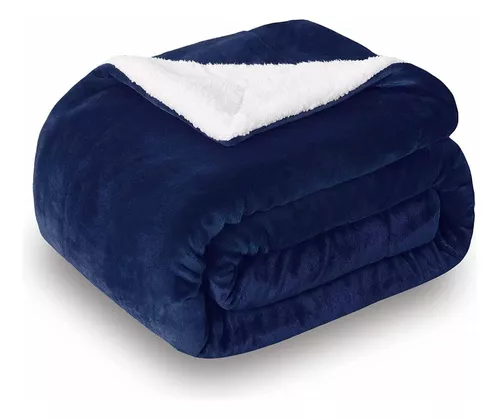 FRAZADA CHIPORRO LISO DISEÑO LA TELA LISA 1.5 PLAZA 200 X 150 CM POLAR AZUL - 1