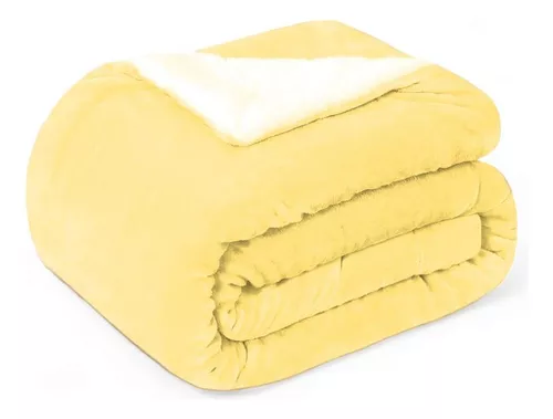 FRAZADA CHIPORRO LISO DISEÑO LA TELA LISA 1.5 PLAZA 200 X 150 CM POLAR AMARILLO - 1