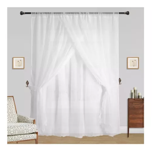 SET CORTINAS VELO ROMANTICO 200X220CM CORTINA VELO BLANCA - 1
