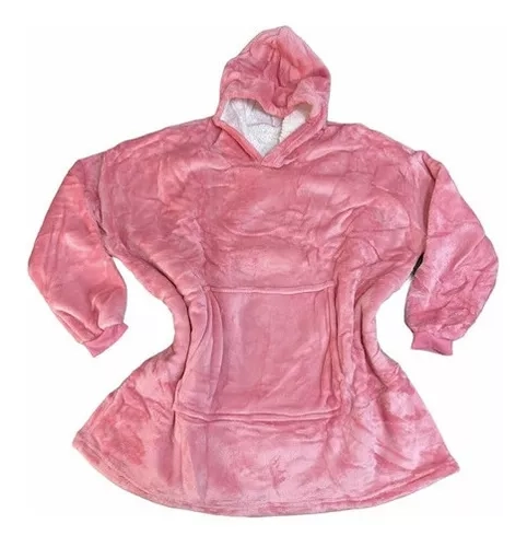 MAXI POLERON SHERPA BATA MANTA CON CAPUCHA FRAZADA INVIERNO - 1