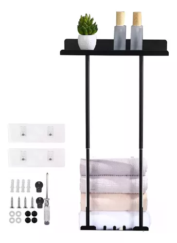 2CAPA ESTANTE BAÑO TOALLAS TOALLITAS AJUSTABLE SOPORTE 75CM - 1
