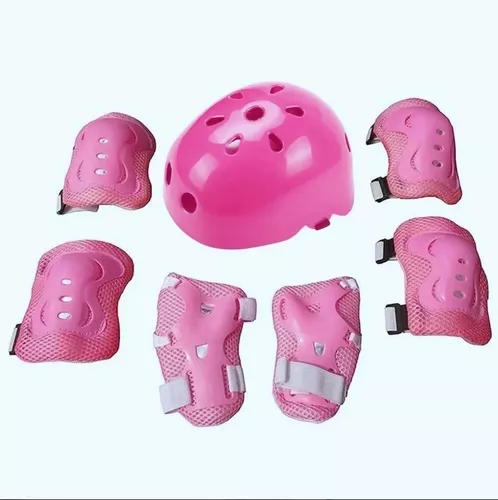 SET PROTECCION NIÑO/A PARA PATINES BICICLETA SKATE AZUL ROSA - 1