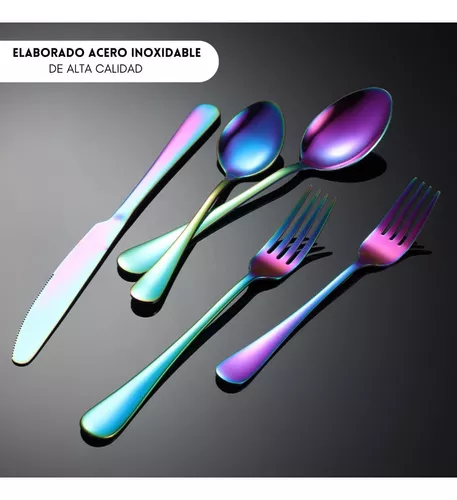 SET 24PC CUBIERTO SERVICIO ACERO INOXIDABLE TORNASOL + CAJA - 1