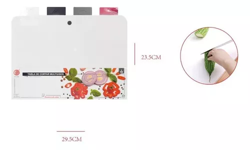 SET 4 TABLAS PARA CORTAR VARIEDADES TIPO DE CARNES COLOR BLANCO , GRIS, ROJO , NEGRO CUADRADA - 1