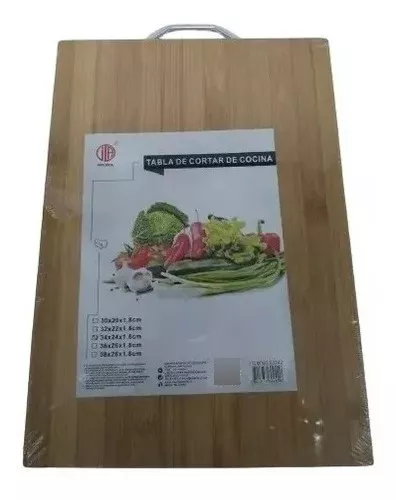TABLA PARA CORTAR DE COCINA BAMBÚ FIRME + MANGO METÁLICO LISO - 1