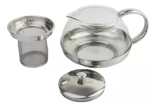HERVIDOR INFUSOR DE VIDRIO DE 800 ML PARA TETERA PLATEADO - 1