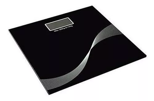 PESA DIGITAL BAÑO 180KG CUADRADA 6MM VIDRIO TEMPLADO COLOR NEGRO - 1