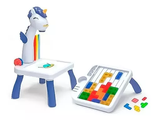 MESA 2 EN 1 AZUL PROYECTOR DIBUJO DIDÁCTICA JUEGO TETRIS 2200-7 - 1