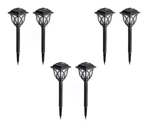 PACK 6 LUCES SOLARES JARDÍN ESTACA CON SENSOR ESTILO INGLES COLOR NEGRO - 1