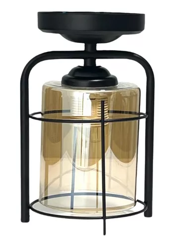 LÁMPARA DE TECHO SOBREPUESTA VIDRIO ALUMINIO E27 + AMPOLLETA - 1