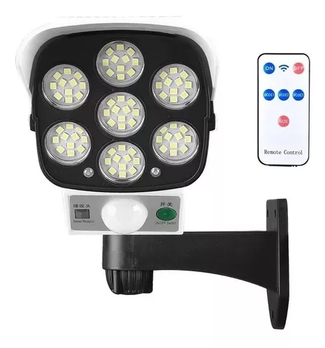 FOCO SOLAR TIPO CÁMARA SENSOR MOVIMIENTO + CONTROL REMOTO