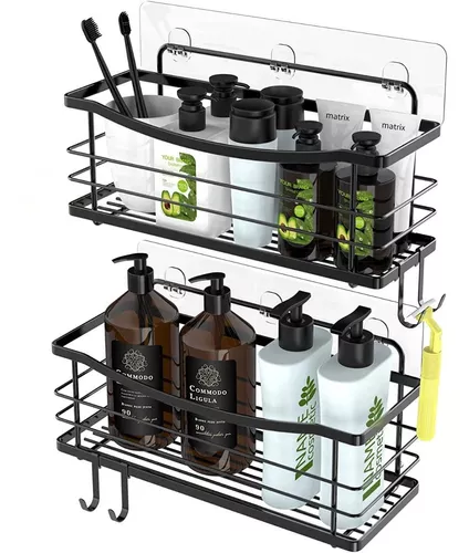 ORGANIZADOR DE DUCHA REPISA BAÑO ADHESIVO SET 2 INOXIDABLE - 1