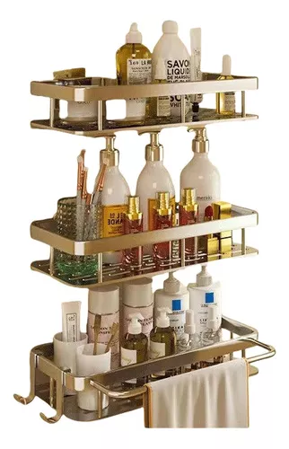 ORGANIZADOR DE DUCHA SET X3 REPISA BAÑO ADHESIVO - 1