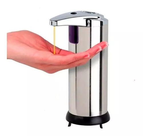 DISPENSADOR SENSOR AUTOMÁTICO PARA JABÓN ALCOHOL GEL LÍQUIDO COLOR PLATEADO - 1
