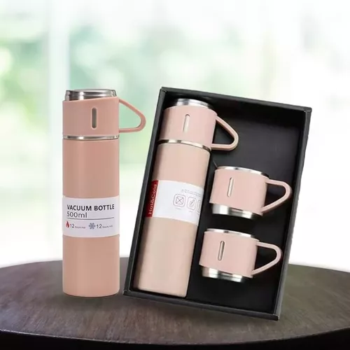 VASO TERMO DE ACERO INOXIDABLE CON TAZAS + BOLSA DE REGALO - 1