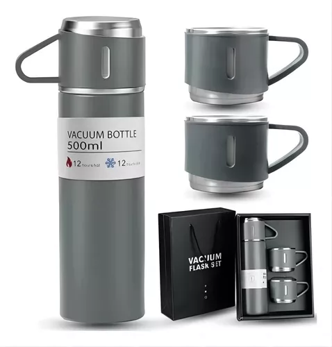 VASO TERMO DE ACERO INOXIDABLE CON TAZAS + BOLSA DE REGALO - 1