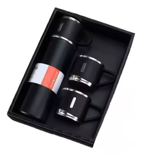 VASO TERMO DE ACERO INOXIDABLE CON TAZAS + BOLSA DE REGALO - 1