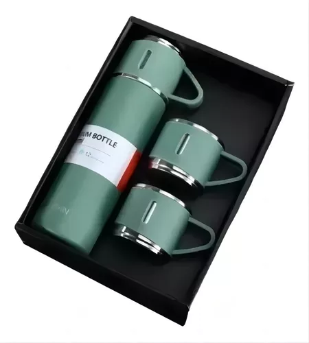 VASO TERMO DE ACERO INOXIDABLE CON TAZAS + BOLSA DE REGALO - 1