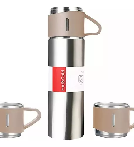 VASO TERMO DE ACERO INOXIDABLE CON TAZAS + BOLSA DE REGALO - 1