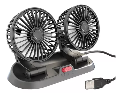 MINI VENTILADOR USB DOBLE SOBREMESA 5 ASPAS PORTATIL AUTO COLOR NEGRO - 1