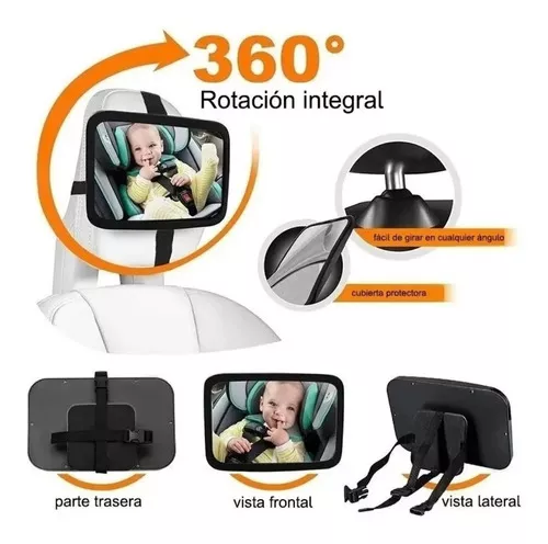 ESPEJO RETROVISOR AUTO SEGURIDAD NIÑOS NEGRO - 1