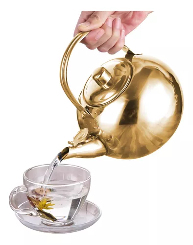 TETERA 900ML ACERO INOX CON INFUSOR TÉ INFUSIONES DORADO - 1