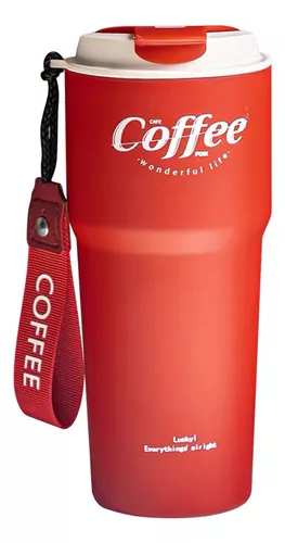 TERMO PARA CAFE MUG VASO TERMICO 620ML SELLABLE INOXIDABLE COLOR ROJO - 1