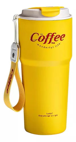 TERMO PARA CAFE MUG VASO TERMICO 620ML SELLABLE INOXIDABLE COLOR AMARILLO - 1