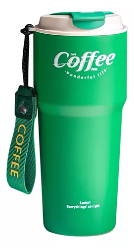 TERMO PARA CAFE MUG VASO TERMICO 620ML SELLABLE INOXIDABLE COLOR VERDE - 1