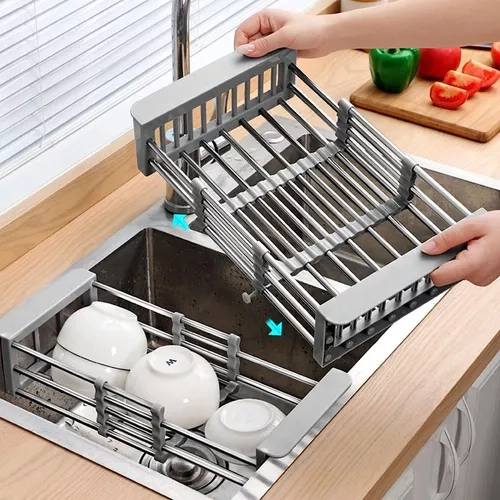 ESCURRIDOR REJILLA EXTENSIBLE CANASTO ALIMENTOS LAVAPLATOS - 1