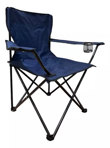 ILLA PLEGABLE TELA DE PLAYA CAMPING CON BOLSO DE TRANSPORTE Y POSAVASOS AZUL OSCURO - 1